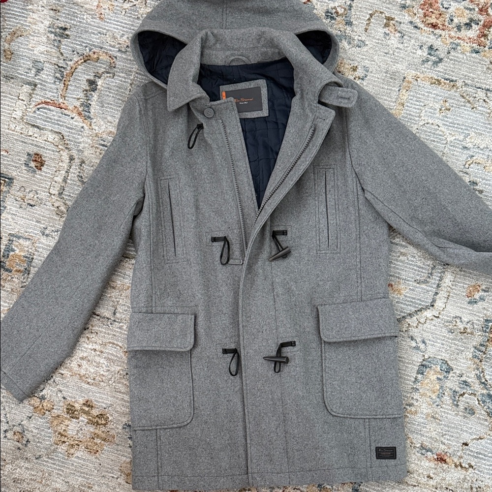 Ben Sherman Gray Hooded Trench Coat